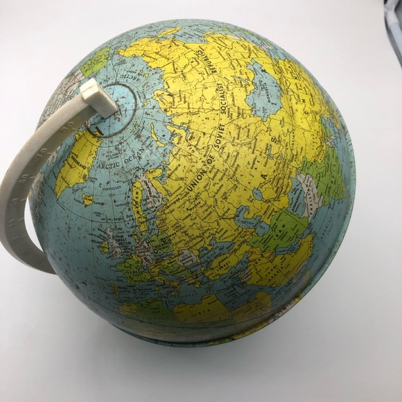 Vintage 1950s Metal World Globe with Stand - Picture 7 of 11